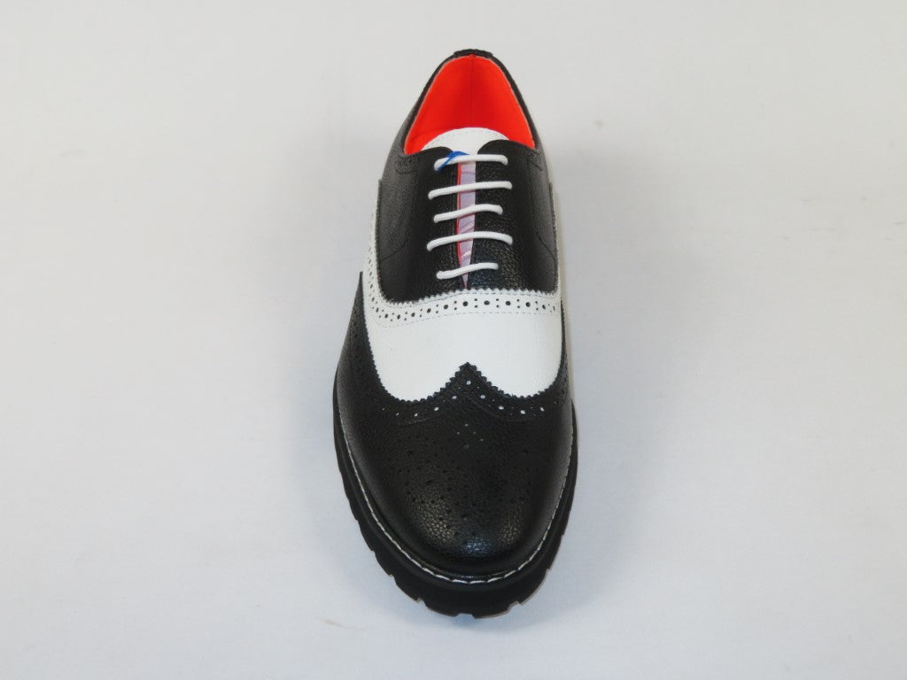 Men's Shoes The Priority L TAYNO Leather Wingtip Dressy Sneaker Black/White