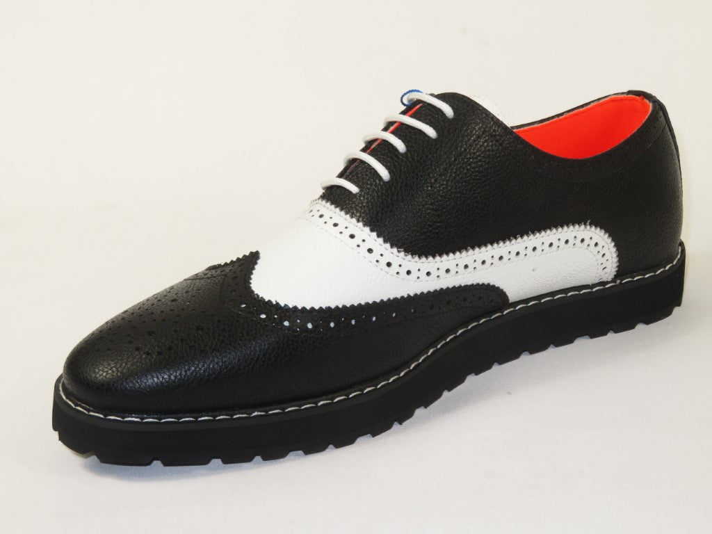Men's Shoes The Priority L TAYNO Leather Wingtip Dressy Sneaker Black/White
