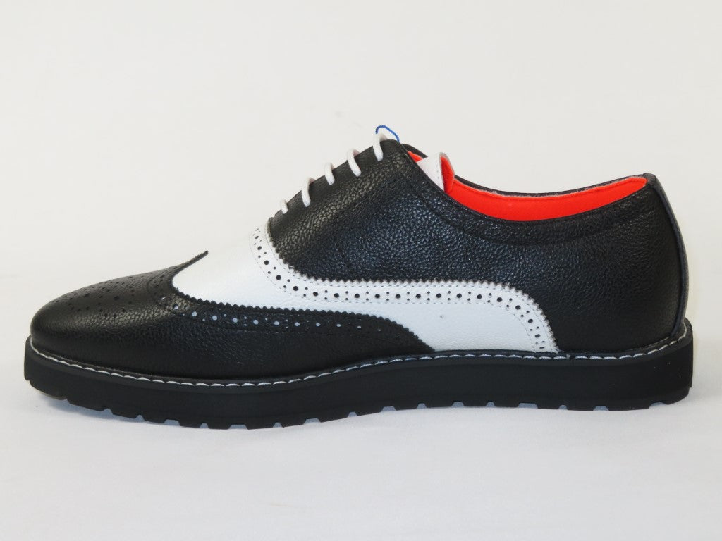 Men's Shoes The Priority L TAYNO Leather Wingtip Dressy Sneaker Black/White