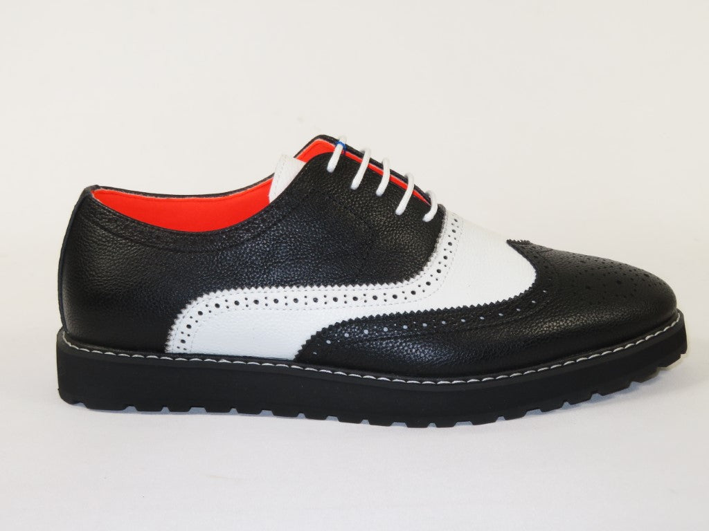 Men's Shoes The Priority L TAYNO Leather Wingtip Dressy Sneaker Black/White