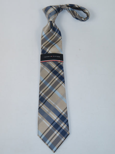 Men's Tommy Hilfiger Tie Classic Woven Silky Feel #Tommy-3 Tan Blue