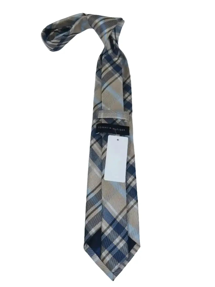 Men's Tommy Hilfiger Tie Classic Woven Silky Feel #Tommy-3 Tan Blue