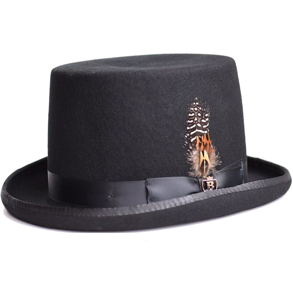 Bruno Capelo Formal Top Hat Australian Wool 5 Inch High Crown Top100 Black