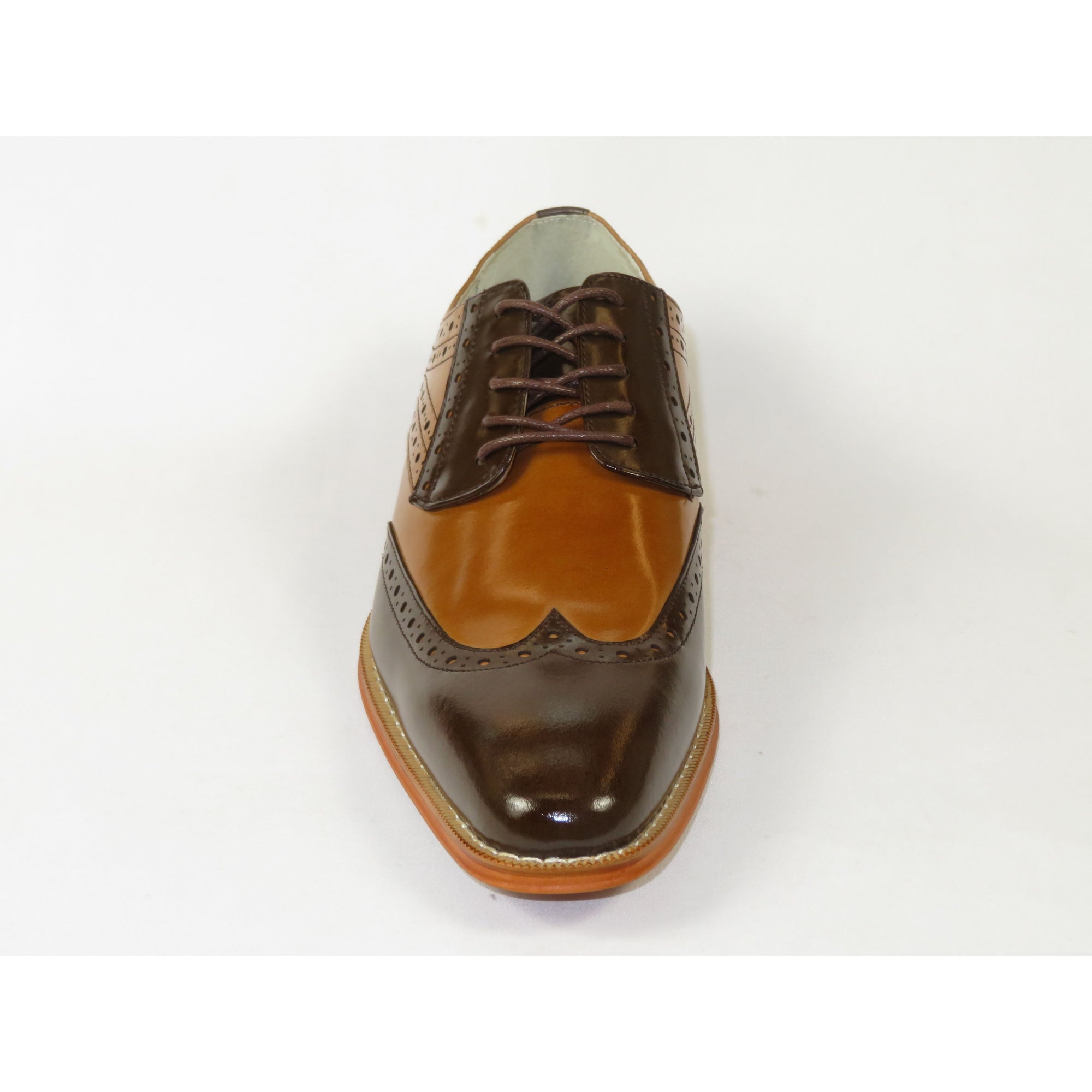 Men's Giovanni Shoes High Quality Leather Wing Tip Derby Troy Brown/Tan
