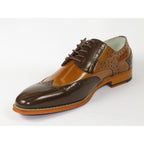 Men's Giovanni Shoes High Quality Leather Wing Tip Derby Troy Brown/Tan