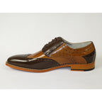 Men's Giovanni Shoes High Quality Leather Wing Tip Derby Troy Brown/Tan