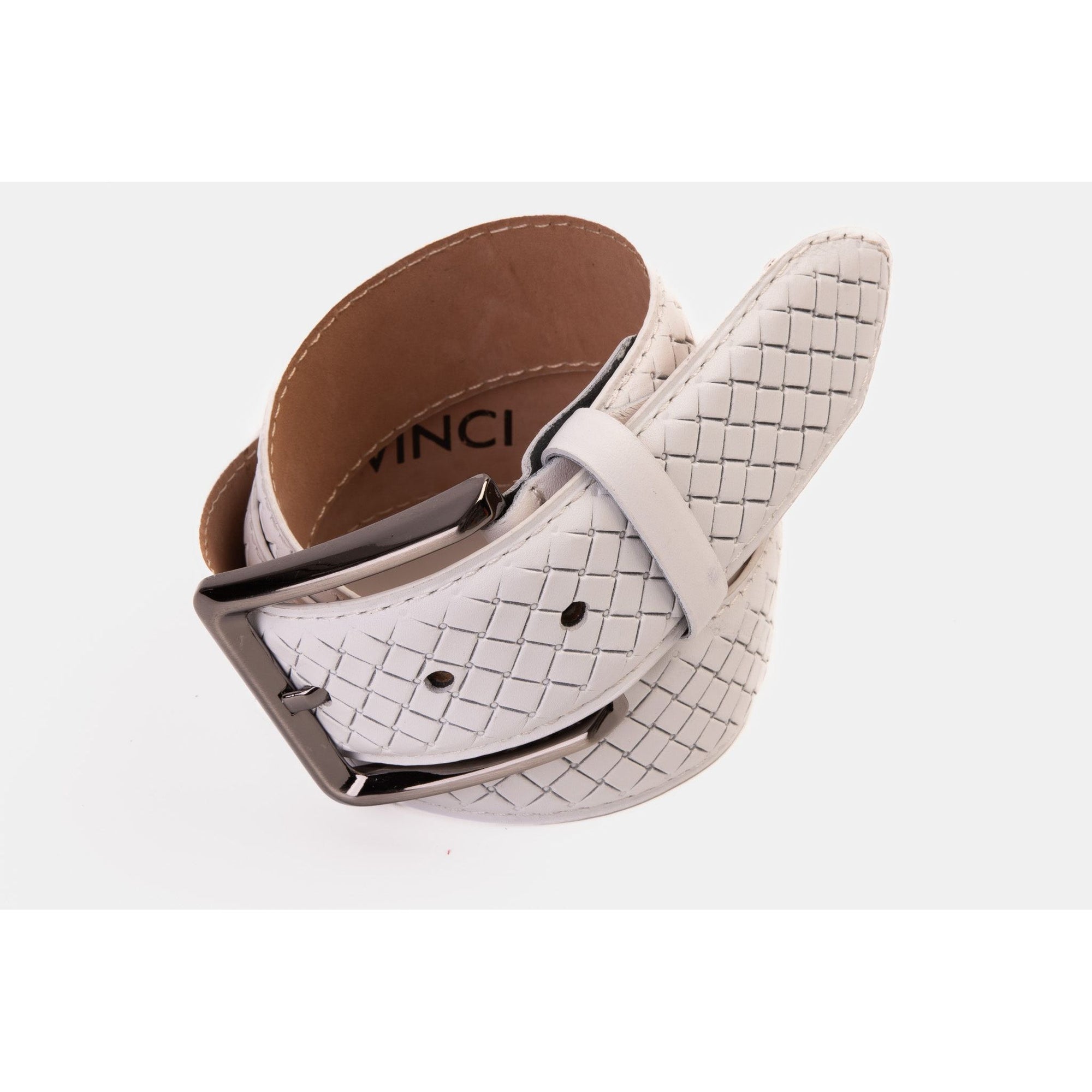 The Layla White Woven Leather Belt