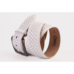 The Layla White Woven Leather Belt
