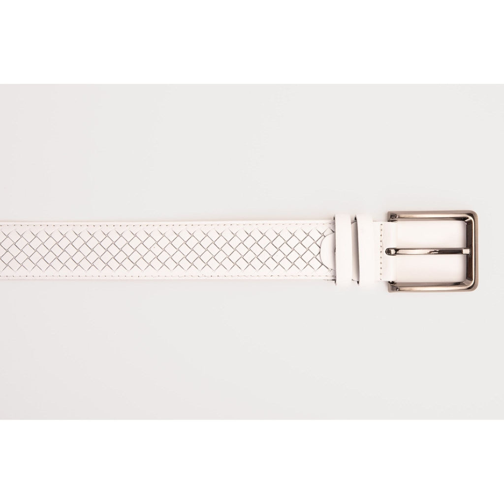 The Layla White Woven Leather Belt