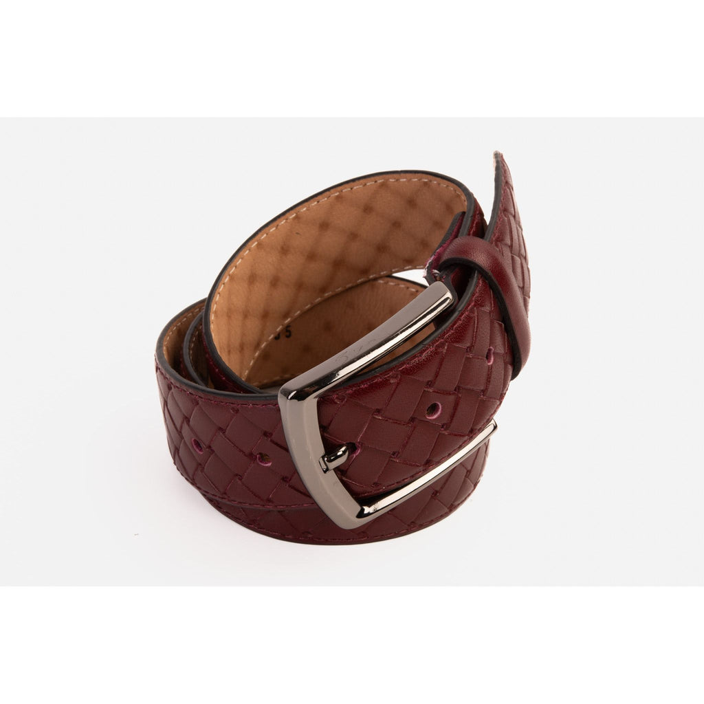 The Turan Burgundy Woven Leather Belt