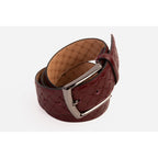 The Turan Burgundy Woven Leather Belt