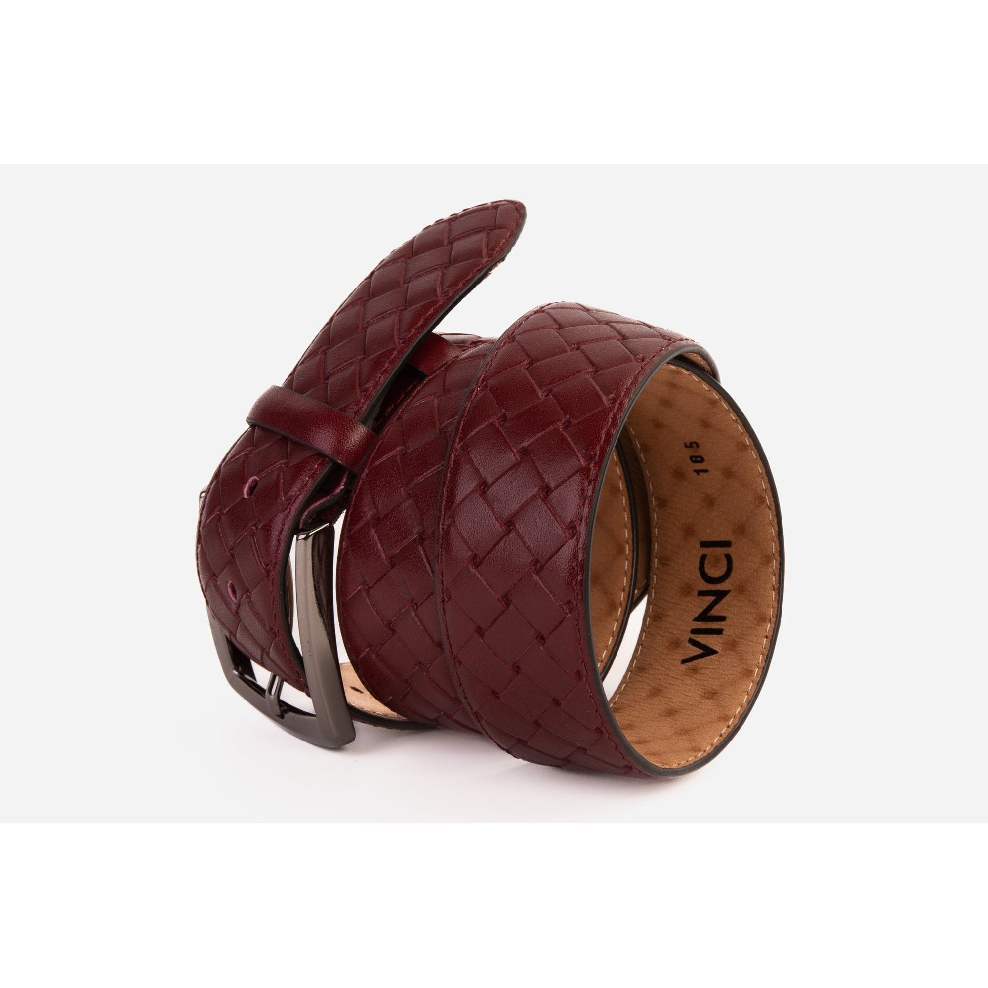 The Turan Burgundy Woven Leather Belt