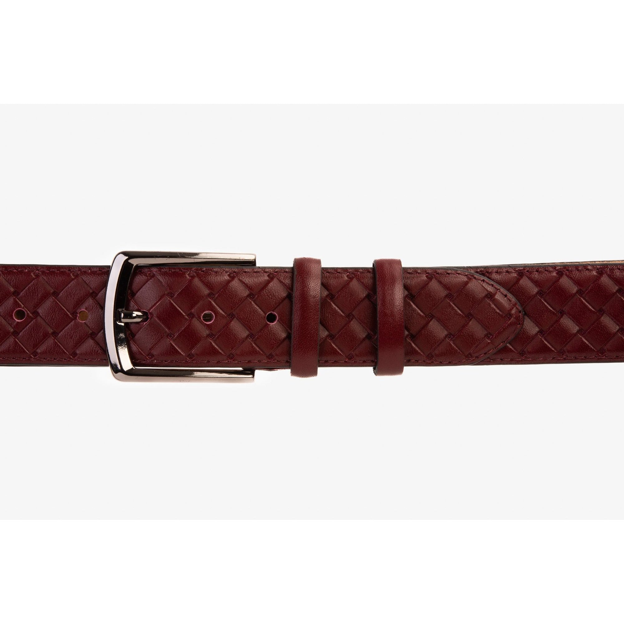 The Turan Burgundy Woven Leather Belt