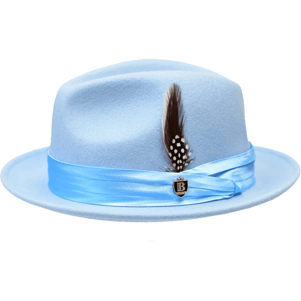 Bruno Capelo Hat Australian Wool Crushable Fedora Giovani UN120 Light Blue
