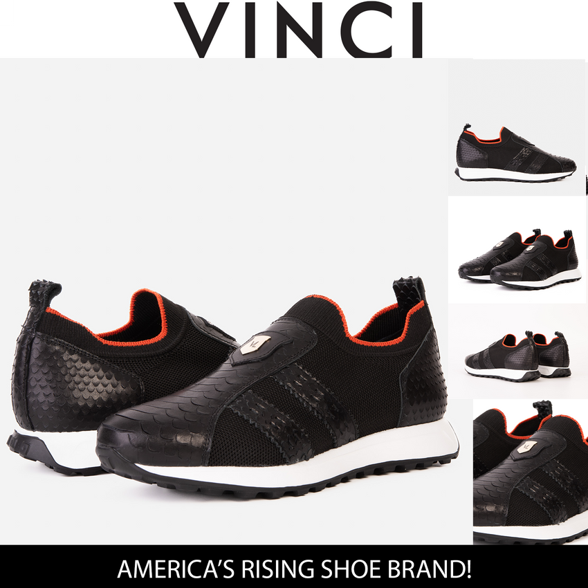 The Aslan Black Knitted & Leather Men Sneaker – J.Valintin Men's Wear ...