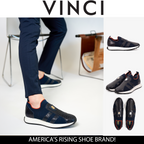 Vinci The Aslan Navy Knitted & Leather Men Leather Dress Sneaker