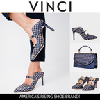 Vinci The Dosso Navy Blue Handwoven Pointy Toe Leather Women Sandal