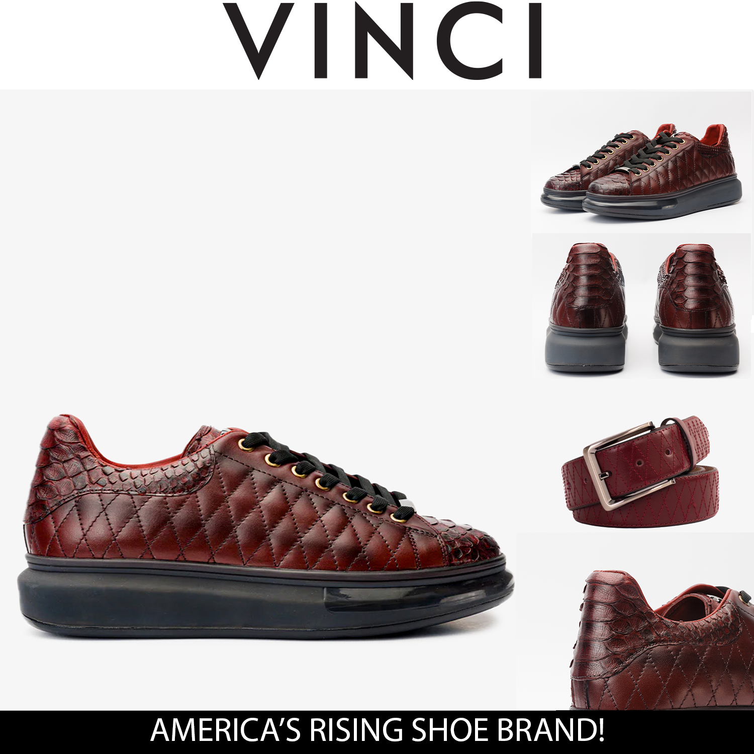 The Adler Burgundy Snake Leather Men Sneaker Limited Edition