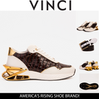 Vinci The Bellagio White & Gold Leather Men Sneaker