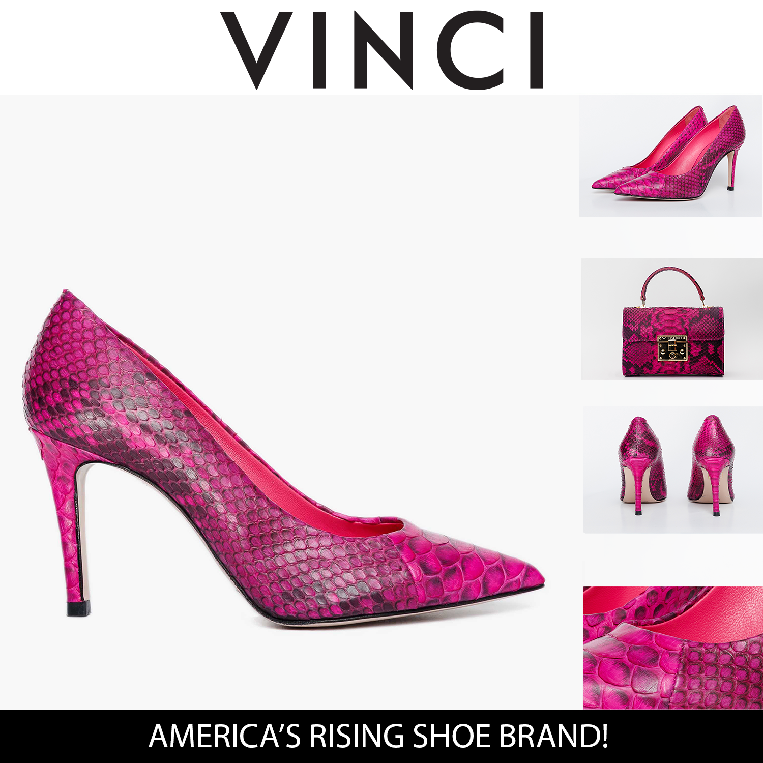 The Queen Fuchsia Snake Leather Pump Women Shoe