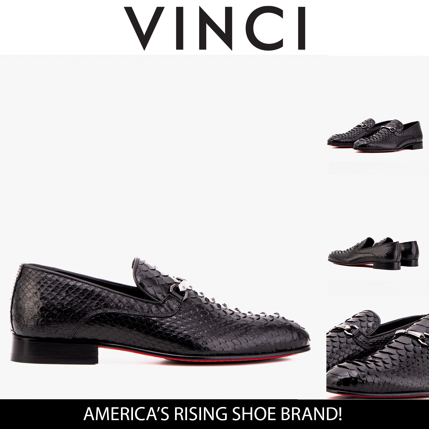 The Viper Black Snake Skin Leather Bit Loafer Men Shoe
