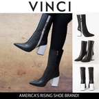 The Loretto Black Leather Block Heel Mid Calf Women Boot