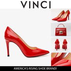 Vinci The Ege Red Leather Pump Fuchsia Sole Women Shoes