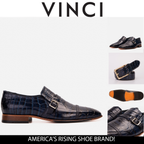 Vinci The Strat Single Monk Strap Cap Toe Navy Leather Handmade Men Shoe