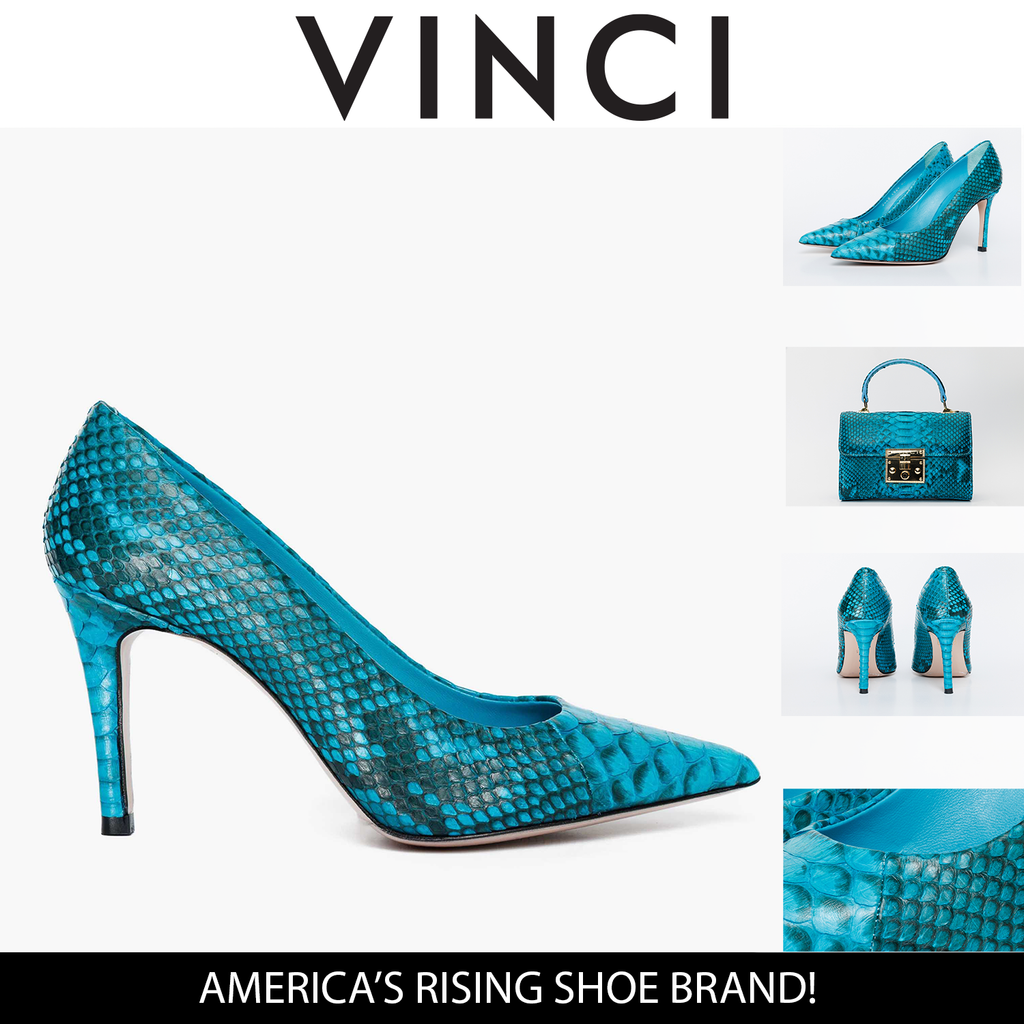 The Queenn Turquoise Snake Leather Pump Women Shoe