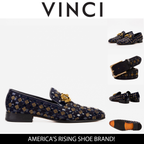 Vinci The Vicino Shoe Navy Blue Bit Dress Loafer Men Shoes
