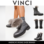 The Kajapati Grey Leather Natural Fur Mid Calf Women Boot