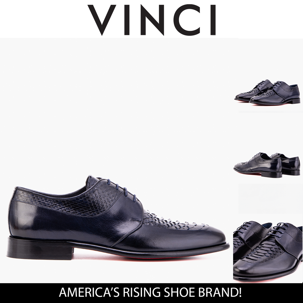The Arven Navy Snake Leather Men Shoe