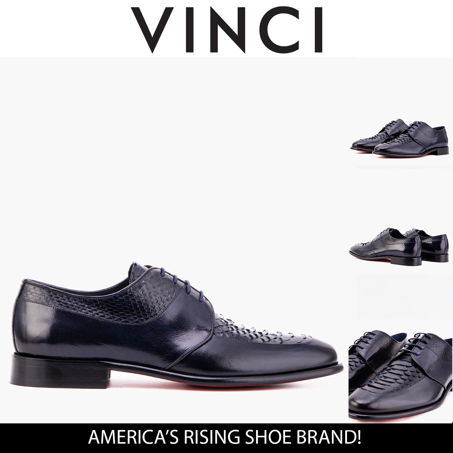 The Arven Navy Snake Leather Men Shoe