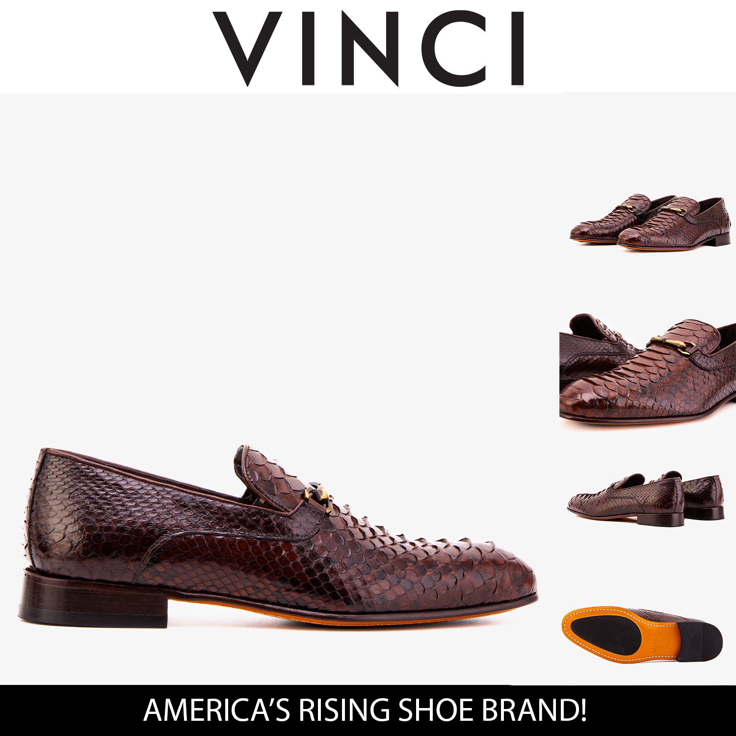 The Viper Brown Snake Skin Leather Bit Loafer Men Shoe