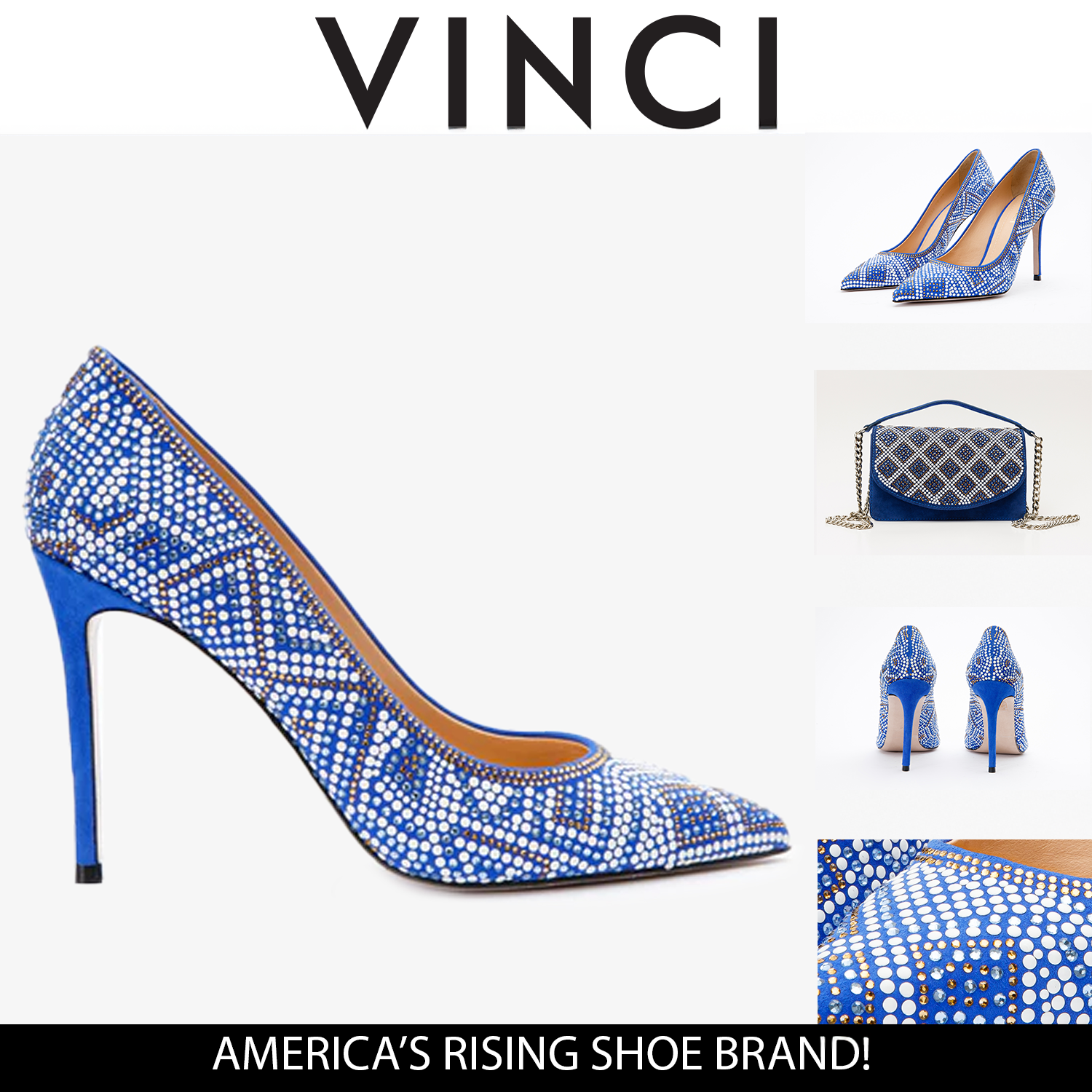 Vinci The Nampula Sax Blue Glitter Leather Pump Women Shoes