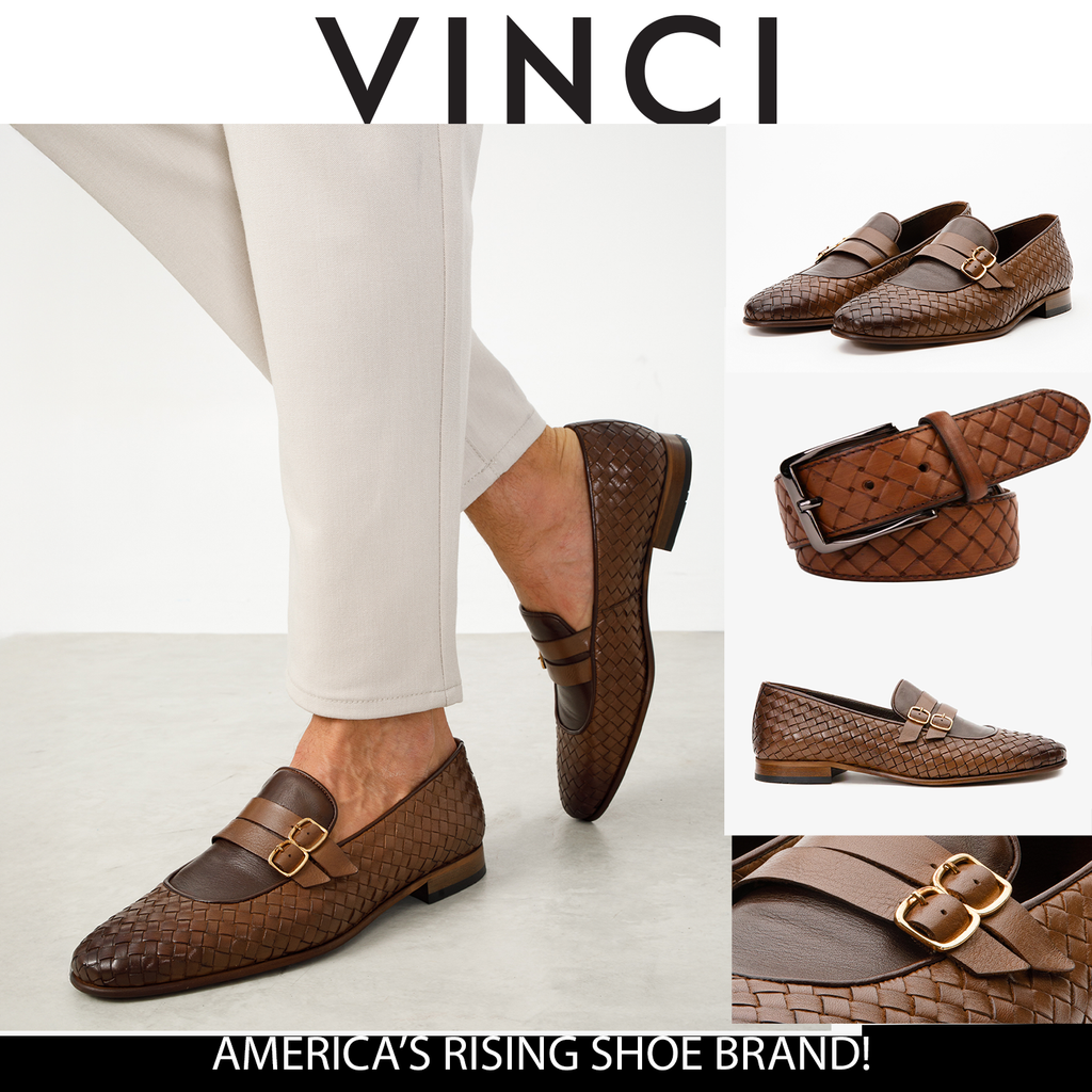 Vinci The Vatra Tan Woven Double Monk Strap Men Shoes