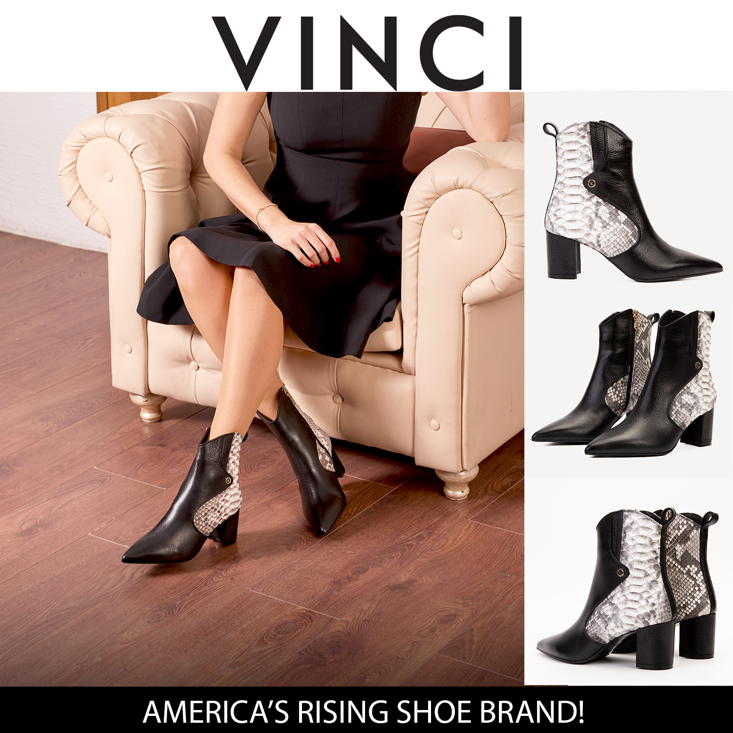 The Saturn Natural Pythn Leather Block Heel Women Boot