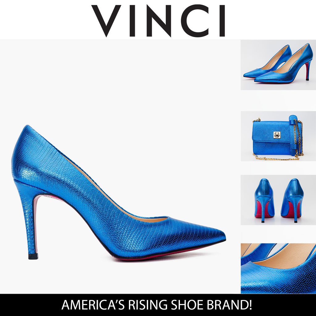 The Maple Sax Blue Leather Pump Fuchsia Sole Women Shoe