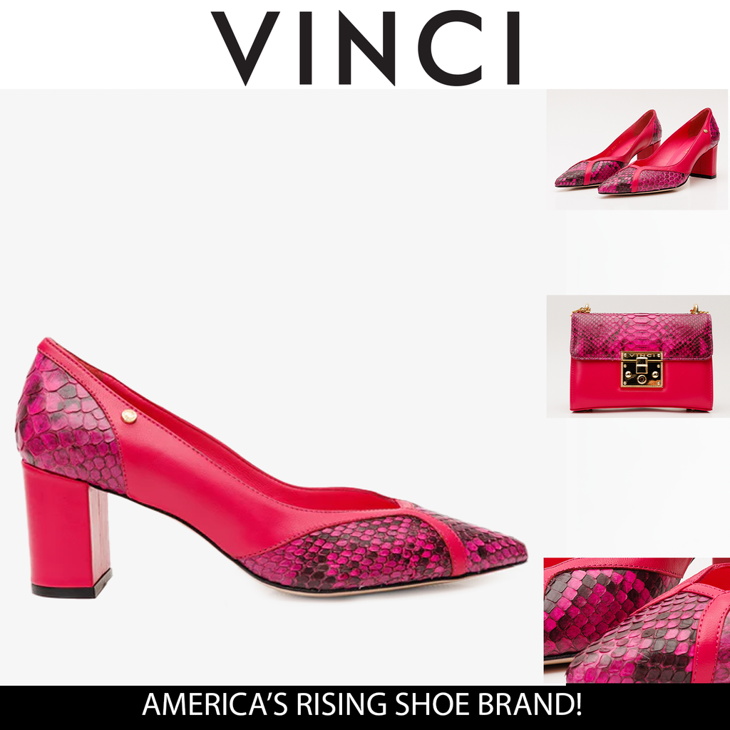 The Toskana Fuchsia Snake Leather Block Heel Pump Women Shoe