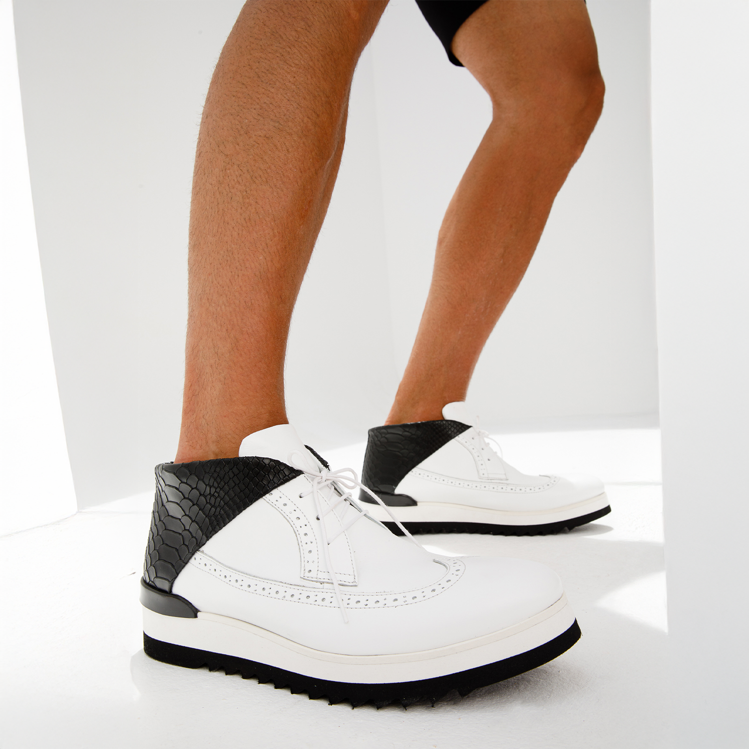 The Kagan White Wingtip Chukka Men Sneaker Boot