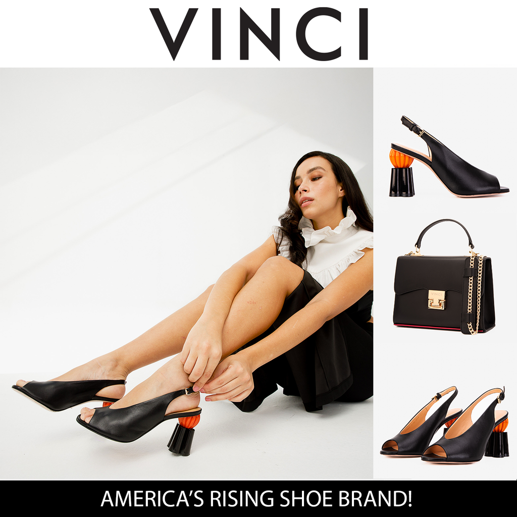 The Cimla Pumpkin Heel Black Leather Women Sandal
