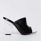The Cymmer Black Leather Women Sandal