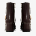 The Windsor Brown Leather Block Heel Women Boot
