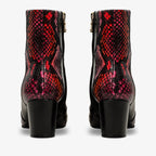 Gray Black & Fuchsia Leather Block Heel Women Boot
