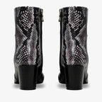 The Gray Black & White Leather Block Heel Women Boot
