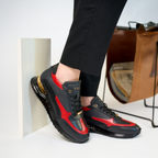The Arda Black & Red Leather Men Sneaker