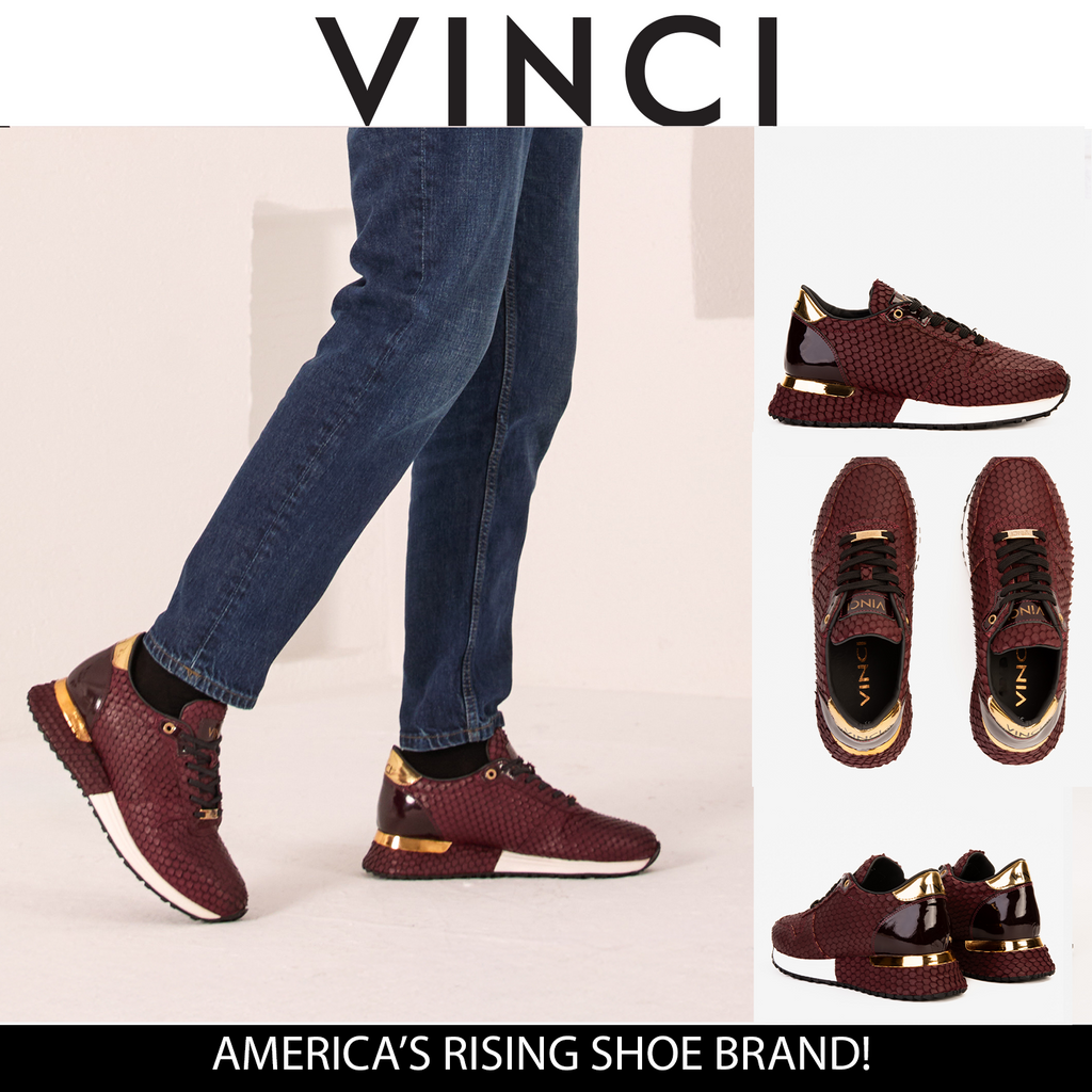 Vinci The Majesty Burgundy Leather Men Fashion Sneaker