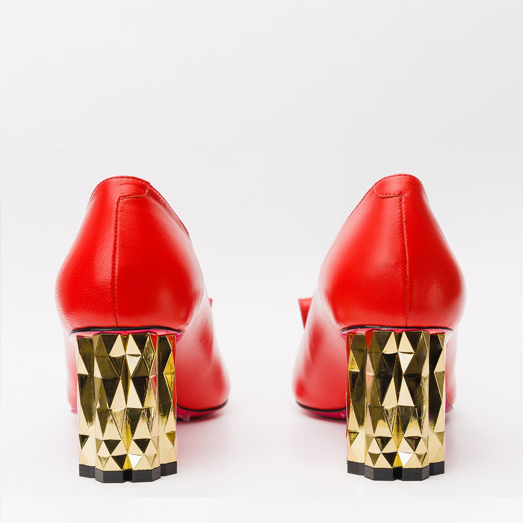 The Love Red Leather Block Heel Pump Women Shoe – J.Valintin Men's Wear ...