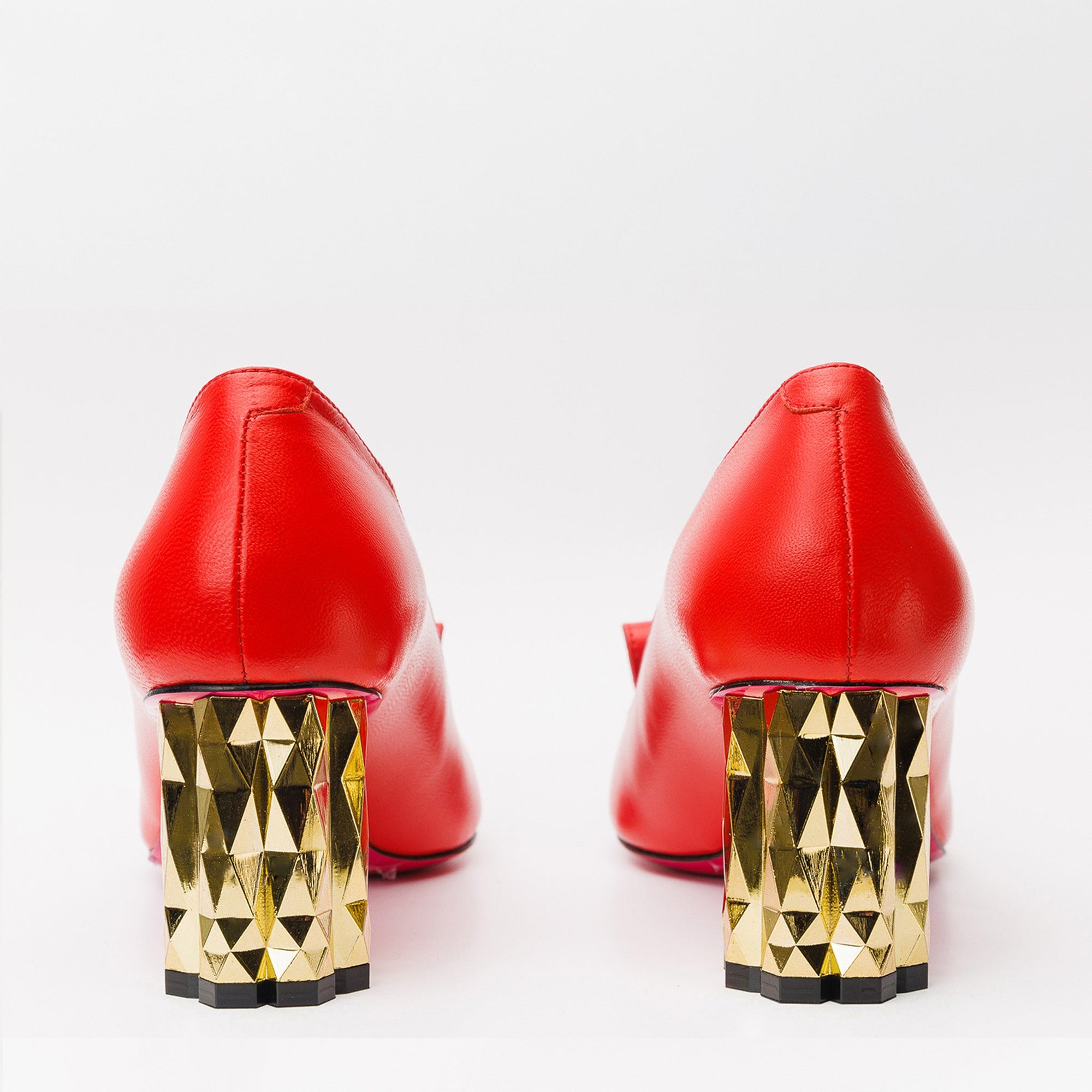 Vinci The Love Red Leather Block Heel Pump Women Shoes