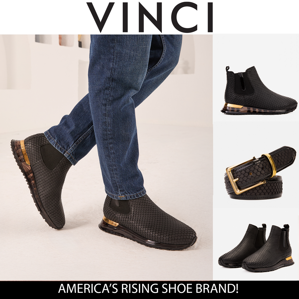 Vinci The Panther Black Leather Men Chelsea Boot